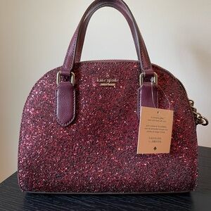NWT Kate spade Mini Reiley WKRU5628 Laurel Way Glitter Deep Plum